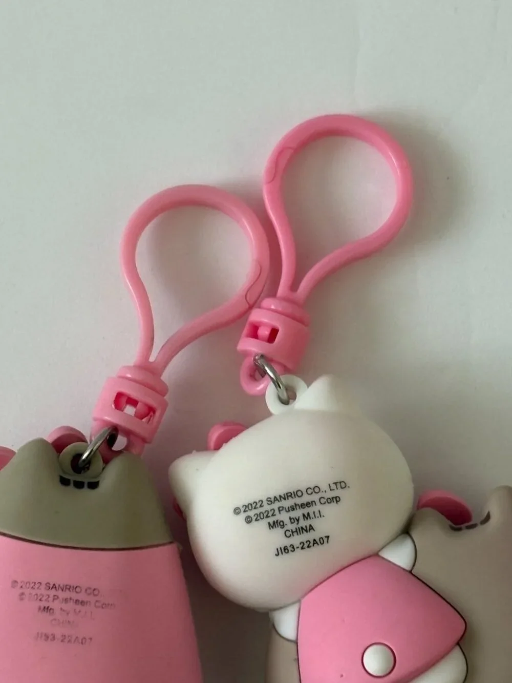 Hello Kitty X Pusheen Clip Figural Keyring Keychain Bag Backpack Lot of 2 Sanrio